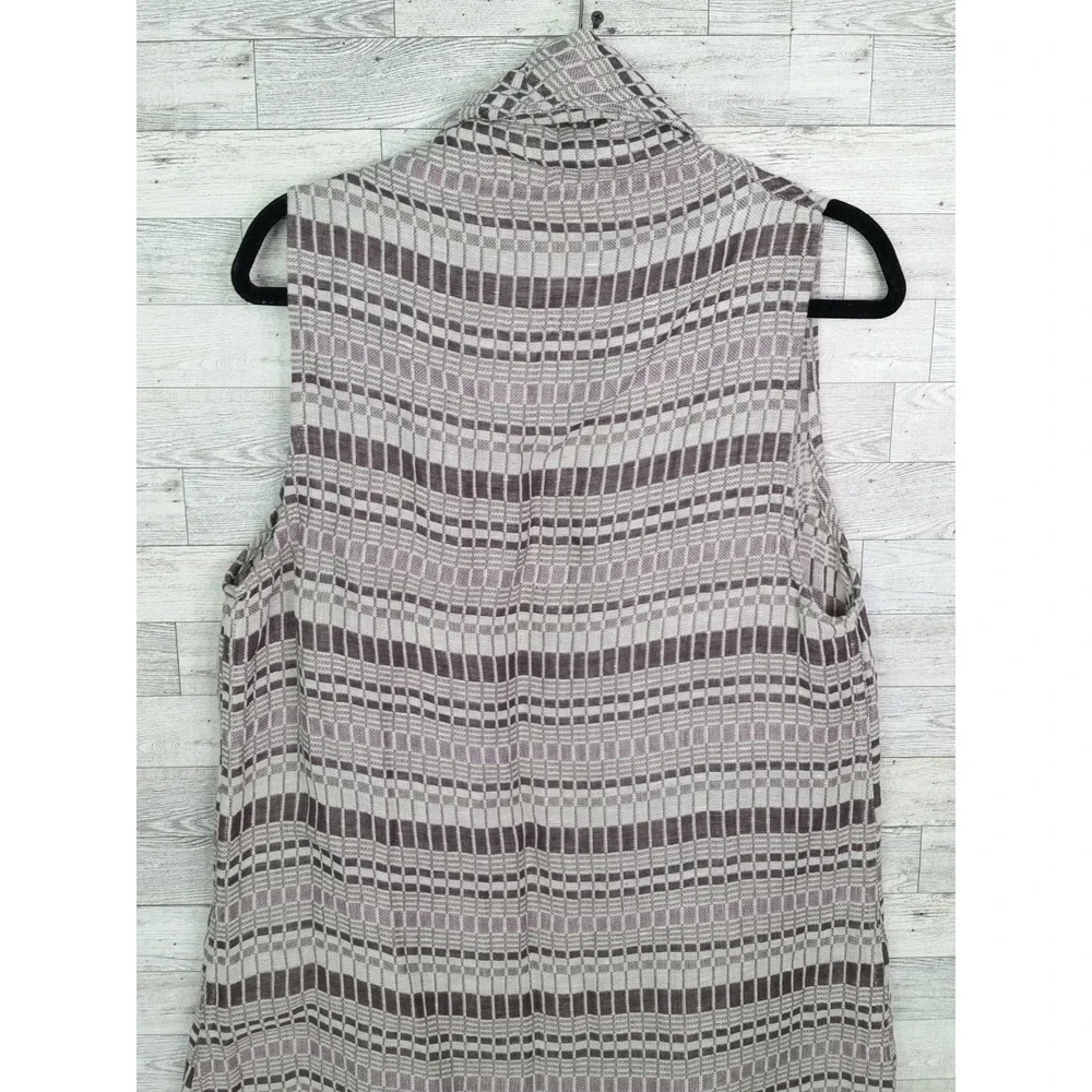 FLAX Linen Vest Loose Long Open Front Lagenlook Sleeveless Cardigan‎ Sz P 4/6